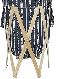 HOKIPO Laundry Basket Large European Pattern Laundry Hamper Cloth Bag with Foldable Wooden Stand Support, Blue (AR-3840)-picture-12