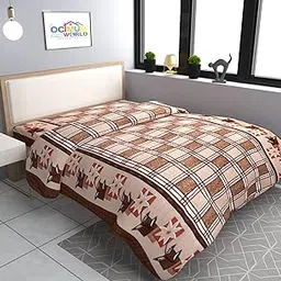 MORADO Single Bed Woolen Fabric Checkered Design Quilt Cover/Duvet Cover/Rajai Cover/Blanket Cover for Winter (70X90 Inches, Brown Check)-picture-21