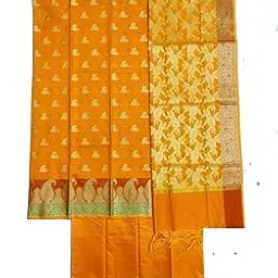 shreemaa creations Womens Banarasi Cotton Silk Unstitched Suit Fabric for Women | Party & Festive Zari Work Dress Material-picture-12