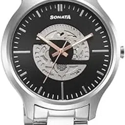 sonata Unveil Quartz Multifunction Black Dial Stainless Steel Strap Watch for Men-7140SM03-picture-31