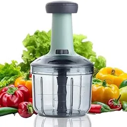 Chopper for Kitchen Use 1000ml,5 Blade Steel Large Manual Hand-Press Vegetable Chopper Mixer Cutter to Cut Onion, Salad, Tomato, Potato (Pack of 1) (1000 ML)-picture-20