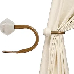 Decor Mart Metal Curtain Holdbacks, 2PCS U Shaped Wall Mounted Hooks for Home Decor, Decorative Tiebacks (Brass) image 1