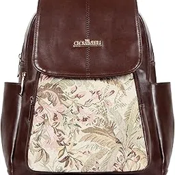 Medium Size Faux Leather & Tapestry Women's Standard Backpack College School Bag Casual Travel Standard Backpack For Ladies Girls 10 Ltr-image-11