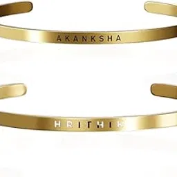 Personalised Classic Couple Bracelets | Glossy Gold Finish | Adjustable in Size | Bracelets For Men & Women-image-6
