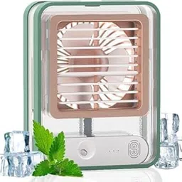 Pamidhar Mini Portable Desk Fan with Mist Spray & LED Night Light | Powerful & Quiet | 3 Adjustable Speeds | USB Rechargeable Battery-Operated Misting Table Fan for Indoor & Outdoor (Multicolor)-image-50