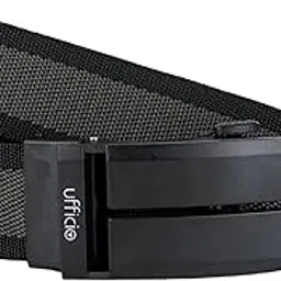 ufficio Men's Grey/Black Stretchable Autolock Belt with Matt Black Buckle - Size (Large), 40-42 inches-picture-15