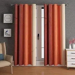 MANMNABHAV Triple Tone Long Crush Polyester Door Curtains, 7 feet, Maroon,Pack of 2-picture-16