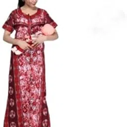 homezilla Women's Printed Maternity Nighty/Feeding Nighty/Pregnancy Night Gown/A-Line Nursing Nighty with Zippers for Nursing Pre and Post-Pregnancy- Pack of 2-HMZNFN0027 Multicolour-picture-51