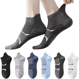warriorworld Warrior World® Men's Anti-Slip Ankle Socks Combo | Honeycomb Cushion | Breathable Fabric - Arch Support - Daily Workout Essential - Enhanced Foot Grip | Pack of 6-picture-38