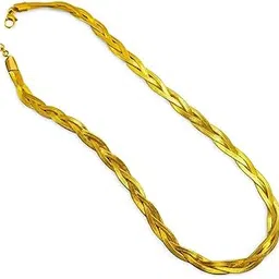 shivers jewels Elegant Gold Herringbone Chain Necklace, 18K Gold Plated, Textured Design, Fashion Jewelry for Women-picture-32