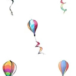 MYADDICTION 5Pcs Garden 55" Hot Air Balloon Windsocks Wind Twister Colorful Swivels-image-53