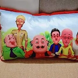 Blenzza Deco Velvet Motu Patlu Digital Print Baby Pillow (12 X 18 Inches), Multicolor-picture-24