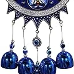 Spiritual Evil Eye Wind Chime, Blue Metal Bells with Meditation Design, Decorative Wall Hanging, Indoor Outdoor Protection-image-75