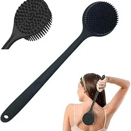 Premium Soft Silicone Back Scrubber Shower Bath Body Brush with Long Handle Dirt_Removal Back Scrubber | BPA-Free | For Men and Women (BLACK)-picture-13