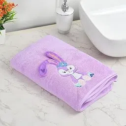 Urban Home Interio Microfiber Kids Bath Towel Rabbit Patch for Boys and Girls - Super Absorbent, Quick Dry, 140 x 70 cm (Purple)-picture-31
