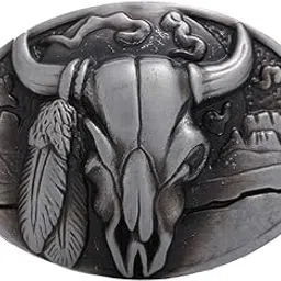 Retro Western Cowboy Indian Bull Head Pattern Rodeo Belt Buckle For Men 2 | Mens Accessories | Belt Buckles-image-6