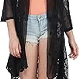 polita Women's Embroidered Thigh Length Rayon Shrug Three Colors in Ponchos & Capes-picture-24