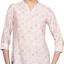 crimsoune club Women's Peach Floral Print V-Neck Top-picture-10