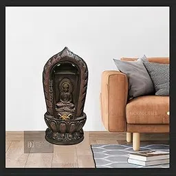 Temple Fountain Fiber Fountain with Led Lights for Home Decor and Office Decoration Or Gifting (Large: 37 x 37 x 94 cm)-picture-27