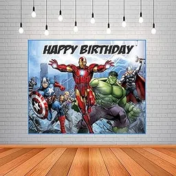 WoW Party Studio Avengers Super Heroes Theme Happy Birthday Decorations Party Background Backdrop Wall Banner - Large 4ft x 5ft-picture-32