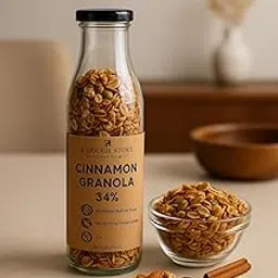 A Dough Story Cinnamon Granola | 250g Jar | Vegan, Premium Muesli with 34% Nuts, Seeds & Berries | No Refined Sugars, Preservative-Free Breakfast Cereal 250g-picture-48