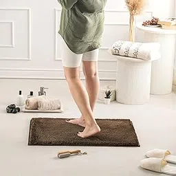 SPREAD SPAIN Lamb Bathmats for Bathrooms & Home - Brown | Quick Drying & Highly Absorbent Bath Floor Mat | Solid Design | Super Soft Anti-Slip & Washable Bath Room Mat - 40 x 60cm-picture-46