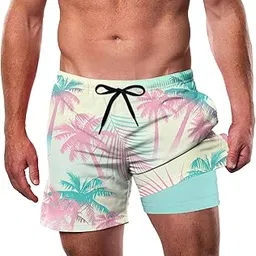 cozople Mens Swim Trunks 5.5" Compression Liner Swim Shorts Boxer Brief Lined Quick Dry Bathing Suit Swimwear-picture-52