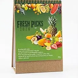 Fresh Picks 2026 Desk Calendar, Colorful Fruit Theme with Nutritional Information, Gold Spiral Bound, Eco-Friendly Kraft Paper Base for new year-image-85