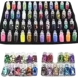 Glitter Set of Nail Decoration,Nail Art Tool for Nail Decoration Multicolour - Set of 48 Bottles-picture-18