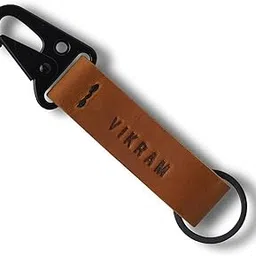 kim jagger Personalised Leather Keychain for Men | Custom Name Debossed Keyring | Premium Genuine Leather-picture-22