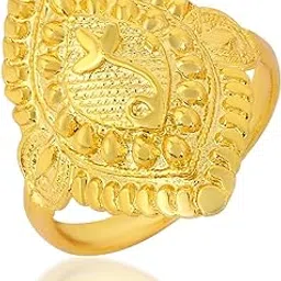 admier Gold Plated Brass Marquise Shape floral design Handmade Chilai Work Traditional Fashion Ring For Girls Women(ACOR0243)-picture-16