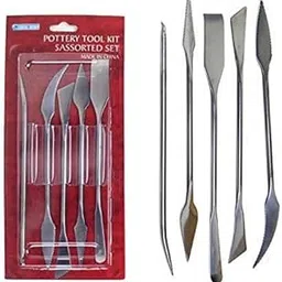HS 5 Pcs Stainless Steel Double Sided Sculpting Clay Carving Wax Model Ceramic/Pottery Tool Kit Set-image-92