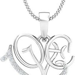 kuberbox 14KT White Gold L O V E Heart Pendant for Women-picture-11