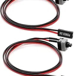 Hulk 2 Pack 2 Pin SW PC Case Power Cable on/Off Push Button ATX Computer Switch Wire 45cm-Multicolor-picture-55
