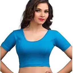 vamas Women's Cotton Lycra Solid Short Sleeves Readymade Saree Blouse (A-14)-picture-19