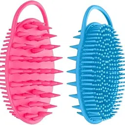 Combo 2 in 1 Bath and Shampoo Body Brush, Silicone Exfoliating Body Scrubber for Use in Shower, Premium Silicone Loofah, Head Scrubber, Scalp Massager, Easy to Clean Pack 2-picture-40
