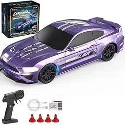 1/43 Scale RC Drift Race Car Gyro 4WD Ready to Go Mini Remote Control Car High Speed Model (1:43 RC Drift Mustang-Purple)-picture-21