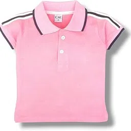 Pink Polo T-Shirt with Navy Trim, Short Sleeve, Cotton Knit-picture-18