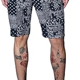 the indian garage co Men Slim Fit Heritage Print Mid-Rise Shorts-picture-23