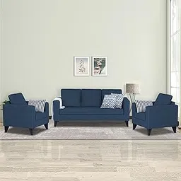 Adorn India Hallton Plain 3-1-1 5 Seater Sofa Set (Blue) (3 Year Warranty)-image-22