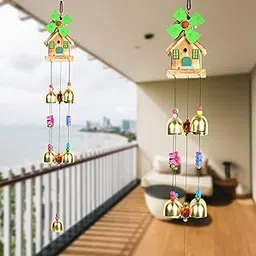 Wooden House Wind Chimes with 9 Brass Bells – Perfect for Home, Garden & Outdoor Décor | Enhance Positive Energy and Create Serene Vibes-image-36