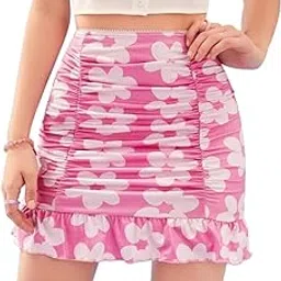 tandul Women Mini/Short Skirt Fabric Blend Regular Printed Skirt, Multicolor, Size- M (6551) Gifts for Women-picture-22