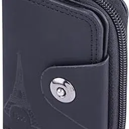 Leather Business Visiting Credit Card Holder Security Travel Wallet for 10 Card and 2 Money Pocket Slots for Men and Women(Black) image 1
