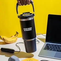 Flick Tumbler 900ml Black | Stainless Steel Sports/Water Bottle with Sipper Cap | Lightweight, BPA Free, Single Wall | Ideal for Home, Office, Gym & Travel | Matte Finish | for Men-picture-12