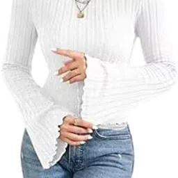 Jattitude Dreams Stylecast Striped Tie-Up Neck Bell Sleeve Top for Women-picture-11