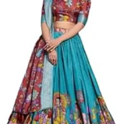 Women's Dola Silk With Kalamkari Print Lehenga Choli Set-picture-30