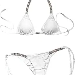 bnf Women Swimsuit Push Up Bras Rhinestone Bikini Set Bathing Suit L White-Clothing, Shoes & Accessories - Womens Clothing - Swimwear-picture-52