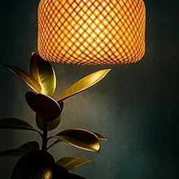 Craftscape Handwoven Wicker Pendant Lampshade, Natural Diamond Lattice, 30cm Dome, Ambient Light for Home, Office, Restaurant-picture-55