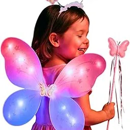 Wanna Party light Up Butterfly Wings, Fairy Wings for Girls, Sparkle Angel Wings Butterfly Girl Wing for Birhdays, Halloween Costume Dress Up Party- Pink-image-37