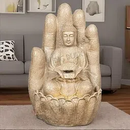 Hand Shaped Stone Look Colour Fountain for Living Room Home Decor Garden Decoration and Drawing Room (Large Fountain : 48 x 50 x 78 cm)-picture-12